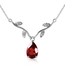1.52 Carat 14K Solid White Gold Garnet Diamond Necklace Pendant 14&quot;-18&quot; Chain - £269.49 GBP