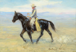 Framed canvas art print giclee Cowboy riding on the range western country - £31.80 GBP+