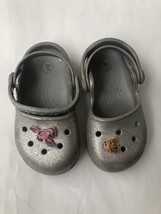 Crocs Silver Glitter Shimmer Sandal Shoes Size C 8 - £10.25 GBP