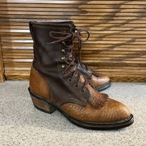 Durango Men’s Lace Up Fringe Two Tone Brown Boots Size 8.5 Vibram Soles ... - $71.24