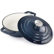 MegaChef 2 Quart Round Enameled Cast Iron Braiser Pan in Dark Blue - $74.22