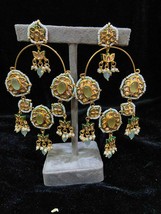 Antique Kundan jewelry earrings Big white Gold plated chand bali Jewelry Set 3 - £36.96 GBP
