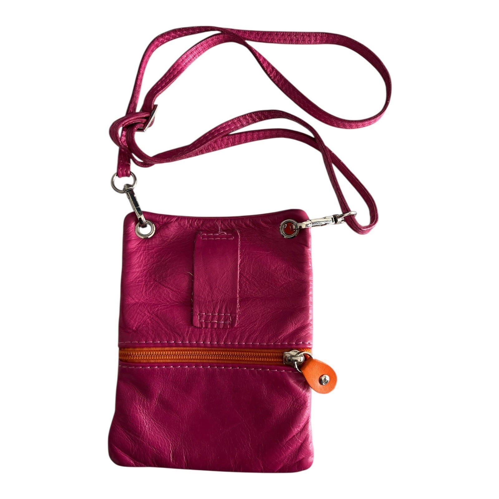 Genuine Leather Multicolor Zip Crossbody Bag Made in Italy Item image 2
