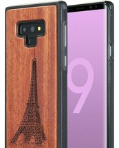 For Samsung Galaxy Note 9 - Hybrid Real Wood Armor Case Cover Paris Eiffel Tower - £15.27 GBP
