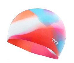 TYR Graphic Silicone Swim Cap, Youth Fit, Ages 10+, Red, White and Blue - $14.95