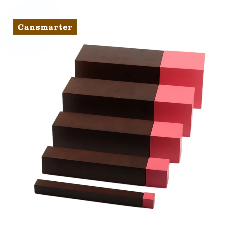 Montessori Baby Toys Wooden Materials Pink Tower 5 Steps Brown Stairs 5 Steps - £120.56 GBP+