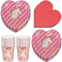 Valentine&#39;s Day Unicorn Party Pack - Unicorn Hearts and Metallic Gold He... - £17.66 GBP