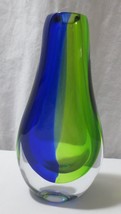 Italian Murano? style Blue/Green thick blown art glass Teardrop Beautiful - £59.73 GBP