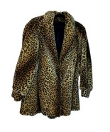 David Leinoff Faux Fur Animal Print Swing Coat Size 12 Vtg - £160.53 GBP