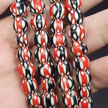 Multicolor Venetian Inspired Glass Beads 8mm Red Black Chevron Beads Nec... - $777.24 MXN