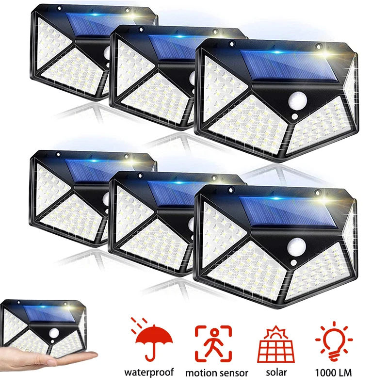 Solar Lights Outdoor Waterproof 100 LED Wireless Security Motion Sensor Outdoor  - £57.99 GBP