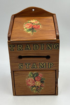 Vintage Wood Postage Stamp Box Notions Drawer Trinkets Floral Wall Hanging - $15.29
