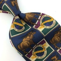 Structure Usa Tie Moose Geometric Navy Yellow Green Silk Necktie Ties 1/IN18-395 - £12.65 GBP