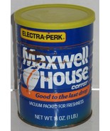 Vtg Empty Maxwell House Coffee 1 Pound Electra-Perk Tin Can w/Lid Prop D... - £14.79 GBP