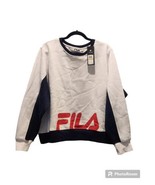 Fila Women Plus Size 4X Calm Graphic Colorbock Sweatshirt White Navy NWT - £15.44 GBP