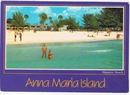 Florida Postcard Anna Maria Island Manatee Beach Sunbathers Gulf Of Mexico - $2.16