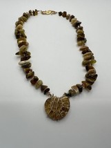 Vintage Amber Ammonite Necklace 19” - £31.65 GBP