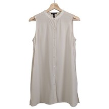 Eileen Fisher Silk Crepe de Chine Tunic Button Front Sleeveless Top, Size XS - £58.69 GBP