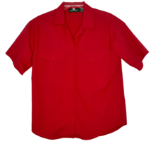 Cabin Creek Womens Shirt Size Medium Button Up Short Sleeve Pockets Solid Red - £11.04 GBP