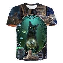 Hot Sale Summer New 3D Digital Printed T-shirt Clolorful And White Cat Animal - £11.18 GBP+