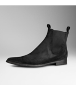 $695 BURBERRY PRORSUM mens LOBLOW suede chelsea boots 9 black pointy boo... - $292.05