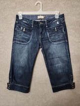 Paige Bronson Capri Jeans Womens 30 Blue Dark Wash Distressed Cuffed - $19.67