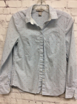 H&amp;M Womens Button Front Shirt Blue Red Stripe Dot Long Sleeve Pocket Str... - $15.35