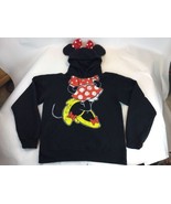 Disney Parks Minnie Mouse Hoodie Black/Red Bow Minnie Ear Sweatshirt pul... - £26.97 GBP