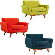Classic Mid-Century Modern Tufted Club Chair Arms Green, Atomic Red, Azu... - $971.02 CAD