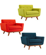 Classic Mid-Century Modern Tufted Club Chair Arms Green, Atomic Red, Azu... - $949.09 CAD
