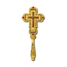 10 3/4&quot; Orthodox Byzantine Icons 2 Sides Bicolor Blessing Hand Cross Cru... - £104.35 GBP