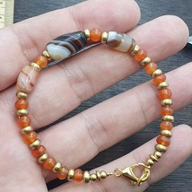 Bracciale antico corniola in agata con perline distanziatore in ottone #... - $128.08 CAD