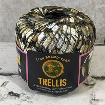 Lion Brand Trellis Yarn in Champagne Nylon Ribbon Yarn NEW - $5.93