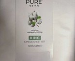 Pure Earth Organic Cotton 6pcs Bed Sheet Set King White Mark on the Outside - $44.55