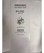 Pure Earth Organic Cotton 6pcs Bed Sheet Set King White Mark on the Outside - $61.12 CAD