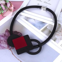 YD&amp;YDBZ Red Metal Square Pendant Necklaces For Ladies Punk Style Foam Rubber Rop - £13.67 GBP