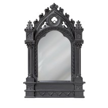 Alchemy Gothic Black Resin Cathedric Mirror Ornate Cathedral Gift Decor ... - $37.95