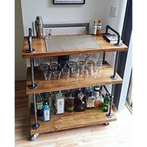 Wood And Metal Wine Rack With Wheels Kicthen Bar Dining Room Tea Wine Ho... - $328.99