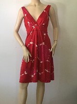 TORY BURCH Abstract Print Red &amp; Pink 100% Silk Dress (Size S) - £47.92 GBP