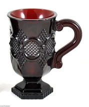 Ruby Red Glass Pedestal Mug Avon 1876 Cape Cod Collection Cup - £3.87 GBP
