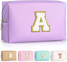 Preppy Makeup Bag, Personalized Initial Bags with Zipper, PU - £16.82 GBP
