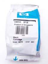 HP 56 Black Ink Cartridge C6656A New Genuine Printer Ink Sealed Not in Box - $7.21