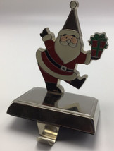 Santa Claus  Christmas Stocking Holder Enamel Mantel Shelf Metal Hook 5.... - $17.14
