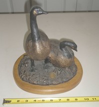 Ducks Unlimited Geese Goose Statue - Wood Base &amp; Metal Decoy - £136.94 GBP