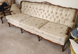 VTG Broyhill French Provincial Sofa Couch Formal Look Tuffted Floral Pat... - $499.99