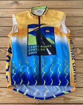 Voler Men’s Full zip Sleeveless Cycling jacket size L Blue orange R2 - $19.79