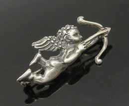 925 Sterling Silver - Vintage Baby Angel Cupid Dark Tone Brooch Pin - BP8676 - £46.36 GBP