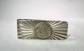 Vintage Sterling Silver Aztec Calendar Sunburst Hand Crafted Money Clip K1385 - £73.95 GBP