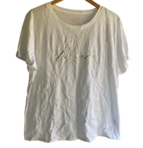 Victoria&#39;s Secret Sequin LOVE Bling Tee Shirt  sz XL Short Sleeve  White Basic - £9.79 GBP