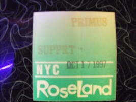 Primus NYC Roseland Oct. 17 1997 Backstage Pass - $47.50